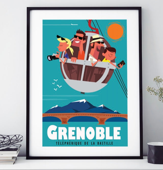 AFFICHE 18 CM PAR 24 CM GRENOBLE TÉLÉPHÉRIQUE