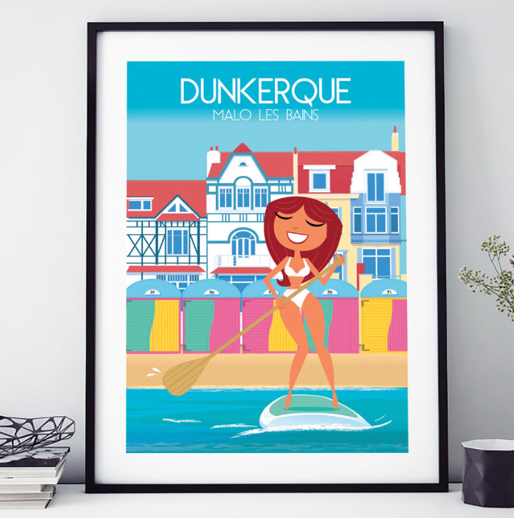 AFFICHE 18 CM PAR 24 CM MALO LES BAINS PADDLE