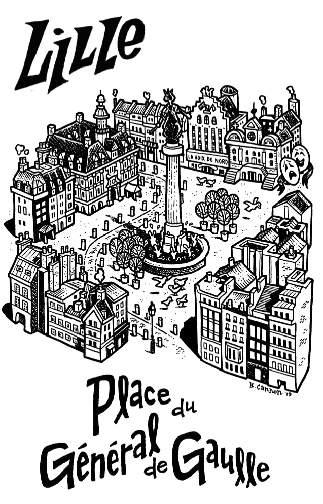 CARTE POSTALE  PLACE DU GÉNÉRAL DE GAULLE LILLE NOIR ET BLANC