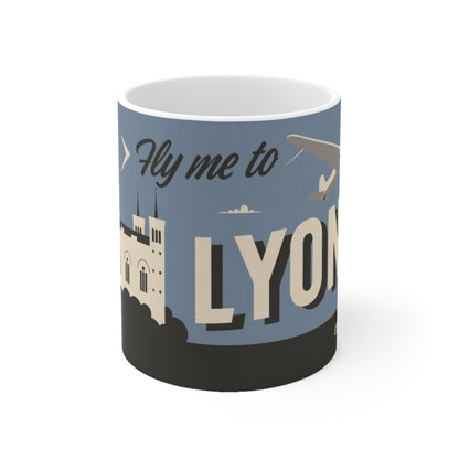 MUG EN CÉRAMIQUE  FLY TO LYON RETRO