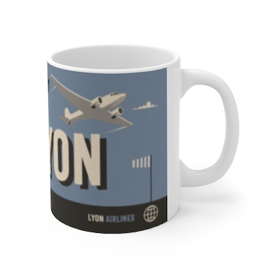 MUG EN CÉRAMIQUE  FLY TO LYON RETRO