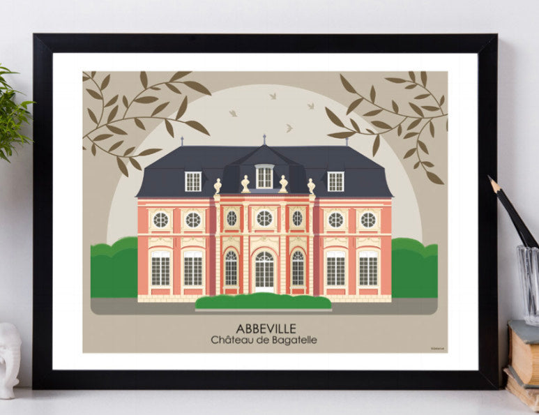 AFFICHE 18 PAR 24 CM ABBEVILLE CHATEAU DE BAGATELLE