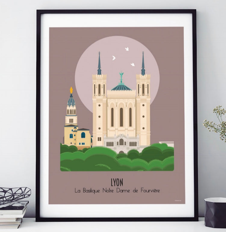 AFFICHE 18 CM PAR 24 CM BASILIQUE NOTRE DAME DE FOURVIÈVRE LYON