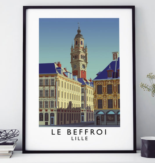 AFFICHE 18 CM PAR 24 CM  LE BEFFROI DE LILLE