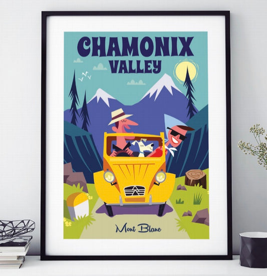 AFFICHE 18 CM PAR 24 CM  CHAMONIX VALLEY