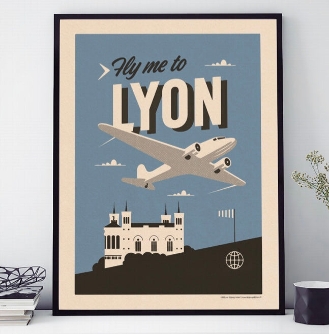 AFFICHE 18 CM PAR 24 CM FLY ME TO LYON