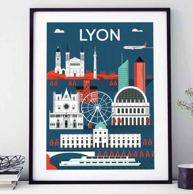 AFFICHE 18 CM PAR 24 CM LYON GRAPHIQUE