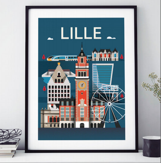 AFFICHE 18 CM PAR 24 CM LILLE GRAPHIQUE