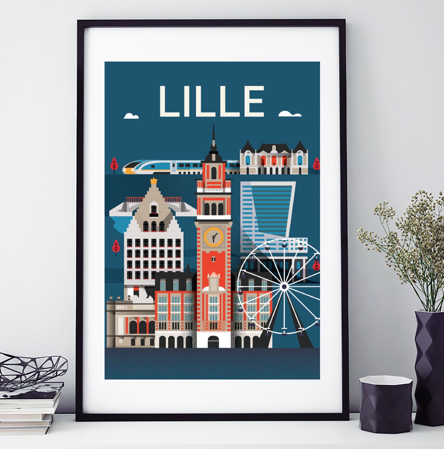 AFFICHE 60 CM PAR 40 CM LILLE GRAPHIQUE