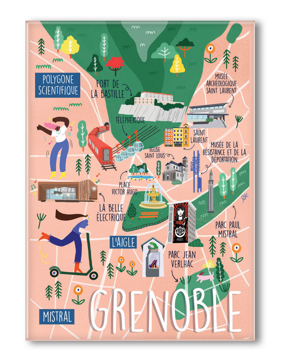 MAGNET GRAND FORMAT CARTE DE GRENOBLE