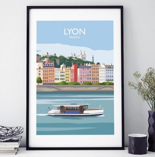 AFFICHE LYON VUE EN 60 CM PAR 40 CM